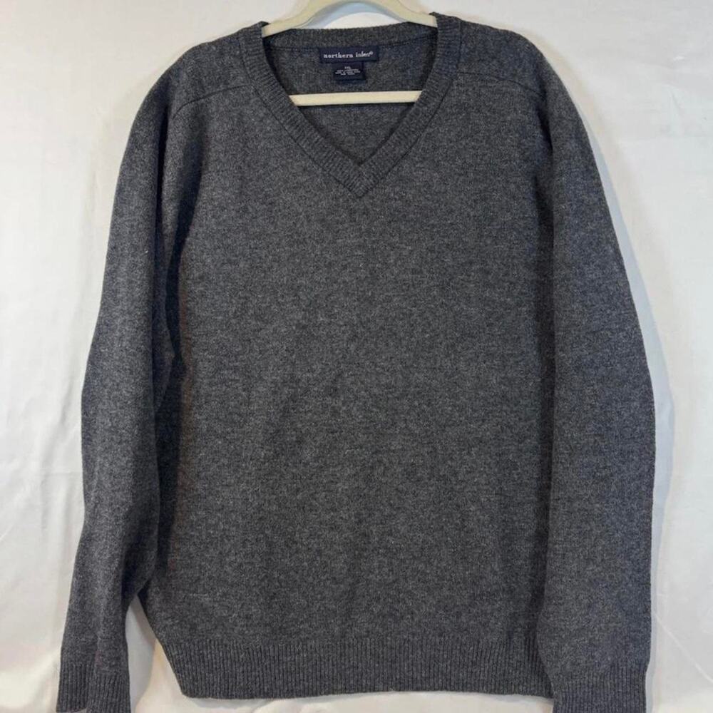 Vintage Northern Isles Wool Sweater Gray VNeck 2XL Cozy Cabincore